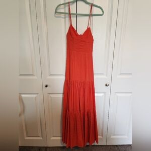 Long red/orange dress w/Slit